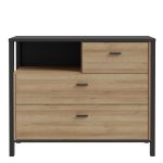 High Rock Chest of 3 Drawers in Matt Black/Riviera Oak - Image 2