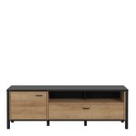 High Rock TV Unit in Matt Black/Riviera Oak - Image 2