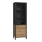 High Rock Wide Display Cabinet in Matt Black/Riviera Oak - Image 3