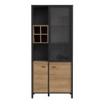 High Rock Display Cabinet in Matt Black/Riviera Oak - Image 2