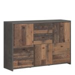 Best Chest Storage Cabinet with 2 Drawers and 5 Doors in Concrete Optic Dark Grey/Old - Wood Vintage - Image 3