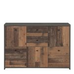 Best Chest Storage Cabinet with 2 Drawers and 5 Doors in Concrete Optic Dark Grey/Old - Wood Vintage - Image 2