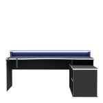 Tezaur Black Storage Gaming Desk 3 Shelves with Colour Changing LED - Image 2