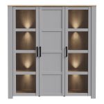 Bohol Large Display Cabinet inc. 4x LED Lights in Riviera Oak/Grey Oak - Image 2