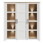 Bohol Large Display Cabinet inc. 4x LED Lights in Riviera Oak/White - Image 2