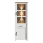 Bohol Narrow Display Cabinet inc. 2x LED Lights in Riviera Oak/White - Image 2