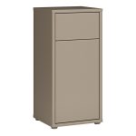 Alice Springs Low Bathroom Storage Cabinet with 1 Door Push-to-Open & 1 Drawer Push-to-Open in Taupe