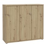 Alice Springs Shoe Cabinet with 3 Doors Push-to-Open in Artisan Oak - Image 3