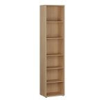 Alice Springs Tall Narrow Bookcase with 5 Shelves in Elegancia Oak