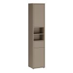 Alice Springs Tall Narrow Bathroom Storage Cabinet with 2 Doors Push-to-Open & 1 Drawer Push-to-Open in Taupe