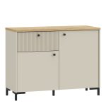 Bixbite Sideboard with Fluted Detail, Drawer & Cupboard in Mauvella Oak and Sand