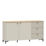 Bixbite Wide Sideboard with Fluted Drawers & Cupboard in Mauvella Oak and Sand