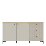 Bixbite Wide Sideboard with Fluted Drawers & Cupboard in Mauvella Oak and Sand - Image 2