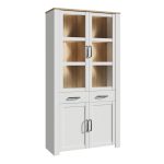 Bohol Display Cabinet 4 Door 2 Drawer in Oak/White inc LED Lighting - Image 3