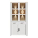 Bohol Display Cabinet 4 Door 2 Drawer in Oak/White inc LED Lighting - Image 2
