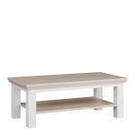 Pontypool Large Rectangular Coffee Table with Shelf in White and Riva Oak - Image 3