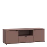 Ganymede Wide TV Unit with Open Shelf, Drawer & 2 Doors in Terracotta - Image 3