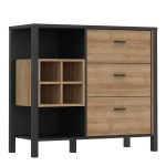 High Rock 3 Drawer Display Chest in Matt Black/Riviera Oak - Image 3