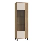 Grafton Glass Door Display Cabinet in Cream and Oak - Image 3