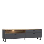 Klara TV Unit with 1 Drawer 2 Flip Doors in Grey and Oak inc LED Lighting - Image 3