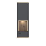 Klara Display Cabinet with 1 Glass Door in Grey and Oak inc LED Lighting - Image 2