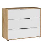 Orkney 3 Drawer Chest in Mauvella Oak and White Gloss - Image 3