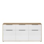 Orkney 3 Drawer Sideboard with 3 Doors in Mauvella Oak and White Gloss - Image 2