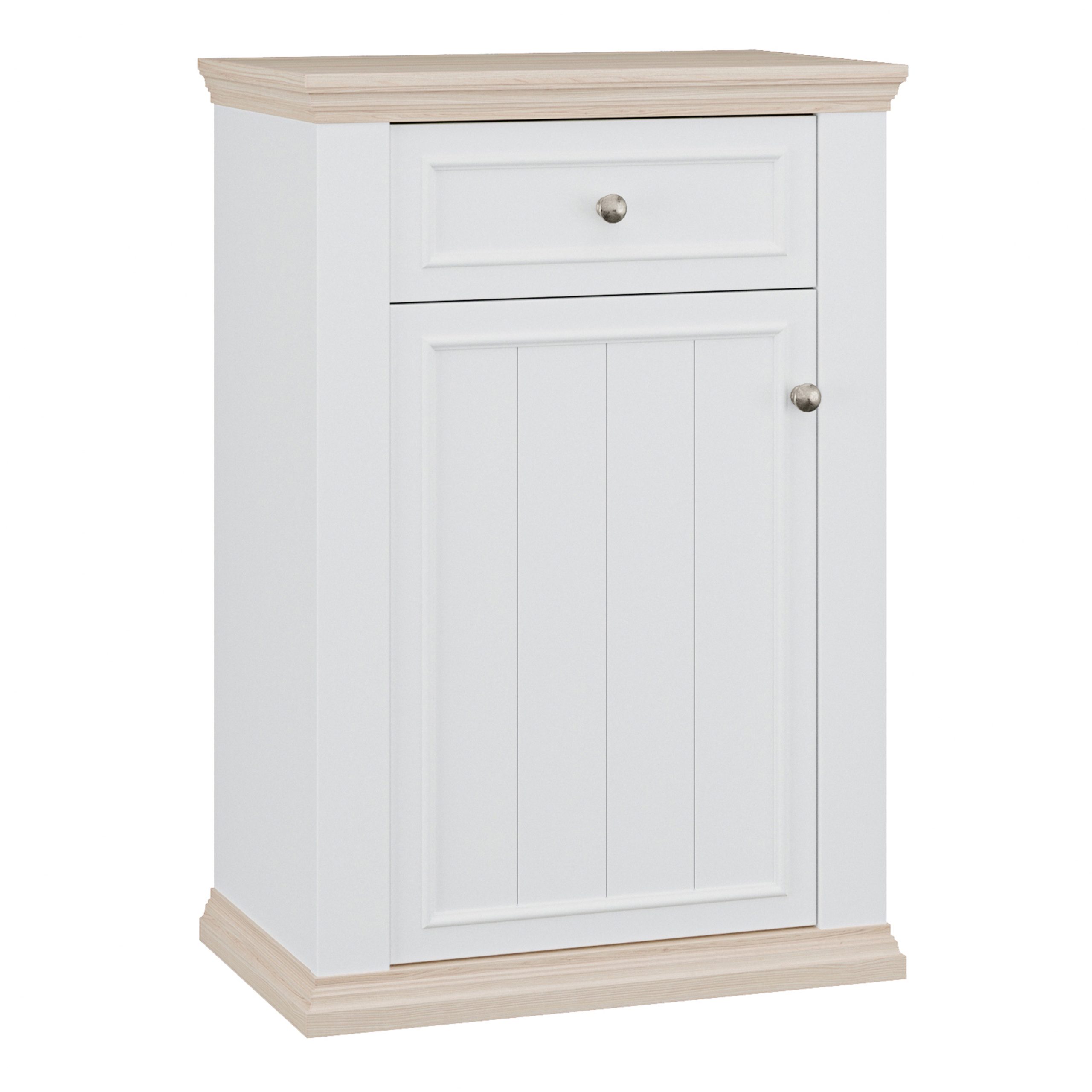 80FPNTK213Q214_1 Pontypool Shoe Cabinet with Drawer in White and a Riva Oak - Image 1