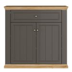 Pontypool 2 Door 1 Drawer Small Sideboard in Wolfram Grey and Mauvella Oak - Image 2