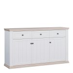 Pontypool 3 Drawer & 3 Door Sideboard in White and Riva Oak