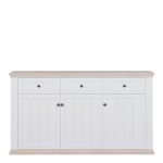 Pontypool 3 Drawer & 3 Door Sideboard in White and Riva Oak - Image 2
