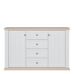 Pontypool 4 Drawer & 2 Door Sideboard in White and Riva Oak - Image 2