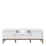Wensley 2 Door 1 Drawer TV Unit in Light Grey and Oak inc LED Lighting - Image 2