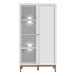 Wensley Display Cabinet with 1 Door and  1 Glass Door in Light Grey and Oak inc LED Lighting - Image 2