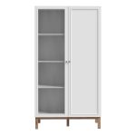 Wensley Display Cabinet with 1 Door and  1 Glass Door in Light Grey and Oak - Image 2