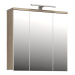 Veris 3 Door Mirrored Bathroom Cabinet with Integrated LED Lighting ? Sonoma Oak & White Gloss