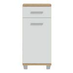 Veris Bathroom Cupboard with 1 Door & 1 Drawer in Artisan Oak and Light Grey - Image 2