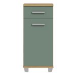 Veris Bathroom Cupboard with 1 Door & 1 Drawer in Artisan Oak and Sage Green - Image 2