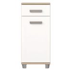 Veris Bathroom Cupboard with 1 Door & 1 Drawer in Sonoma Oak and White Gloss - Image 2