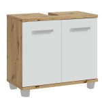 Veris Under Sink Cabinet with 2 Doors in Artisan Oak and Light Grey Doors