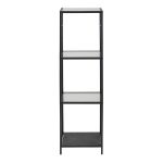 Seaford Narrow Black Metal Bookcase with 3 Glass Shelves - Image 2