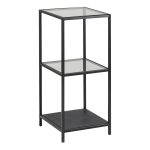 Seaford Narrow Black Metal Bookcase with 2 Glass Shelves - Image 3