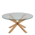 Heaven Round Coffee Table with Smoked Glass Top and Oak Legs - Image 2
