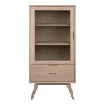 A-Line Display Cabinet with 2 Drawers and 2 Shelves in White Oak - Image 2