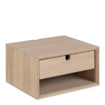 Century 1 Drawer Wall Mounted Bedside Table in Oak - Image 3