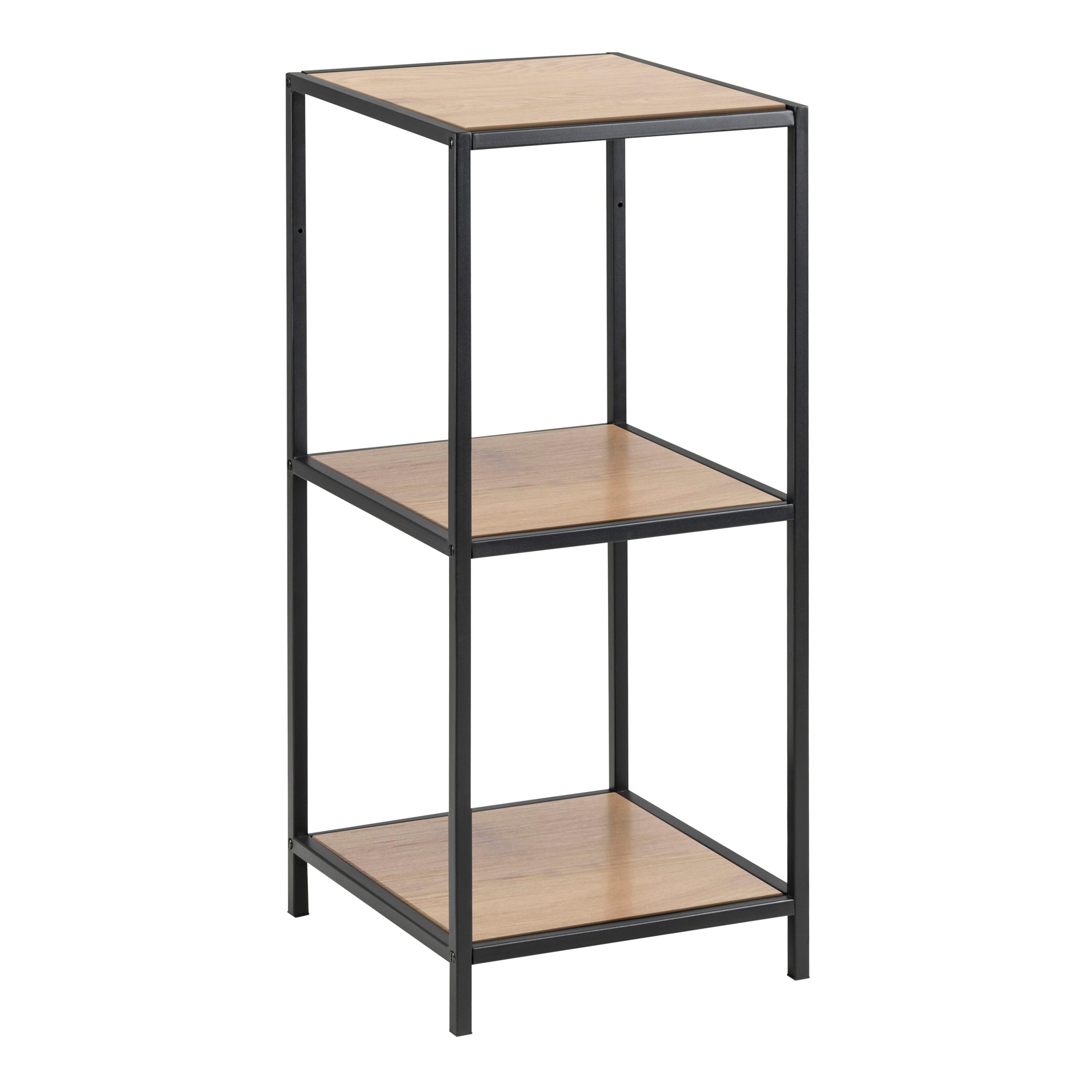 90A0000080036_1 Seaford Narrow Black Metal Bookcase with 2 Oak Shelves - Image 1