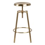 Goose Bar Stool Without Back in Gold Brushed Steel With Adjustable Height - Image 2