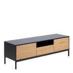 Seaford TV Unit 2 Doors 1 Drawer in Black & Oak - Image 3