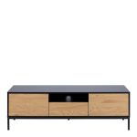Seaford TV Unit 2 Doors 1 Drawer in Black & Oak - Image 2