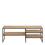 Seaford Black Metal Open TV Unit with 3 Oak Shelves - Image 2